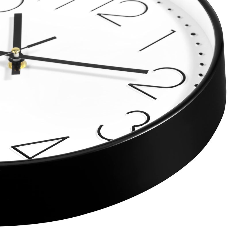 Foxtop Black Wall Clock 12 Inch Silent Non Ticking Quartz Battery Operated Round Clock Easy to Read for Office Classroom School Home Living Room Bedroom Kitchen Decor - Image 5